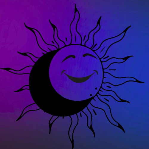 smiley face moon-sun logo