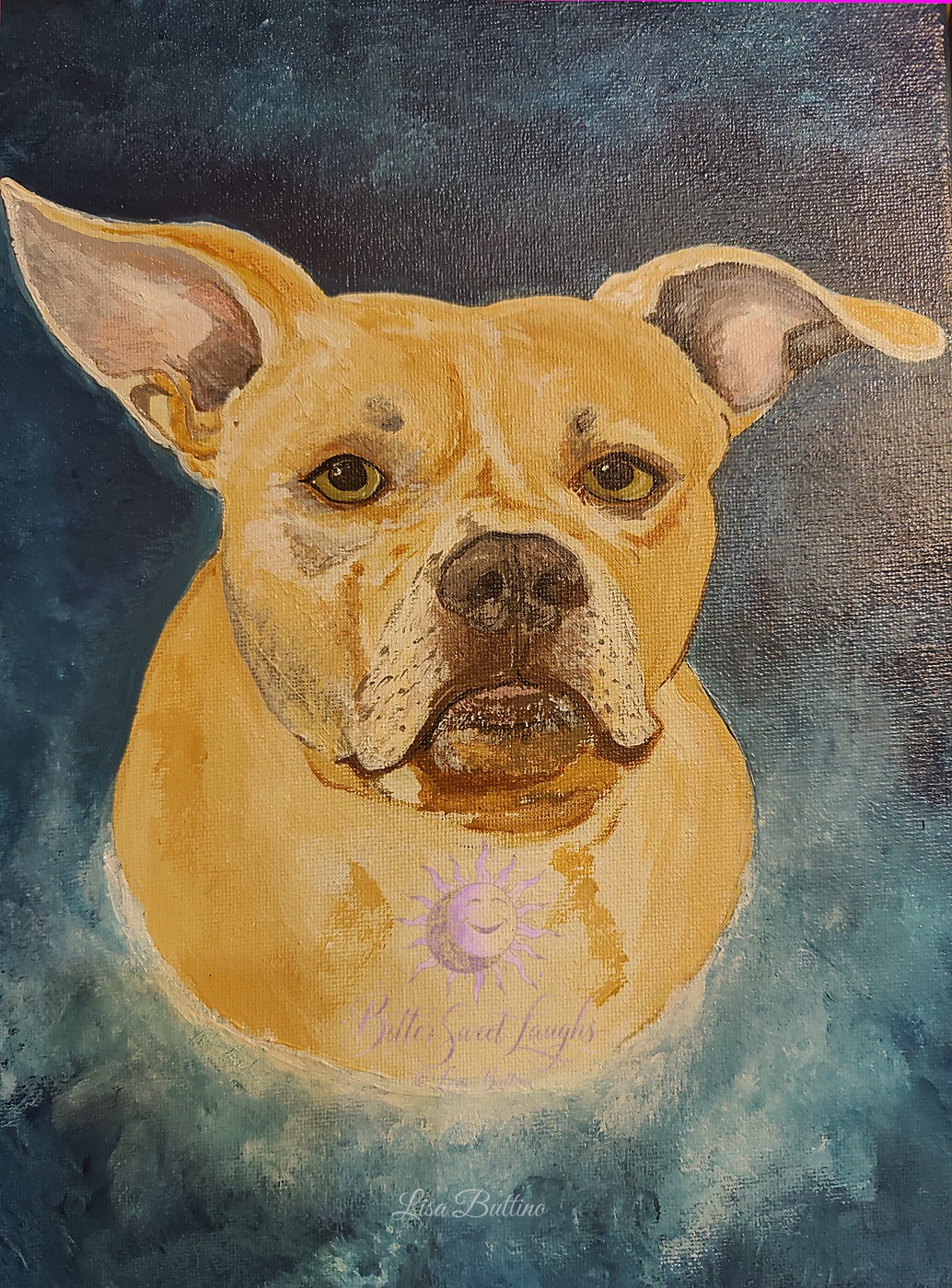 Acrylic pet portrait of Ruger