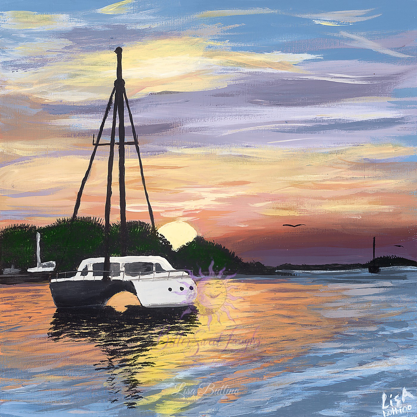 Sailboat painting inspired by Solomons Island, Maryland